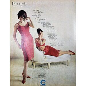 PRINT AD 1963 Penneys Adonna Christmas Slip Chemstrand Nylon Gaymode 10.5 x 13